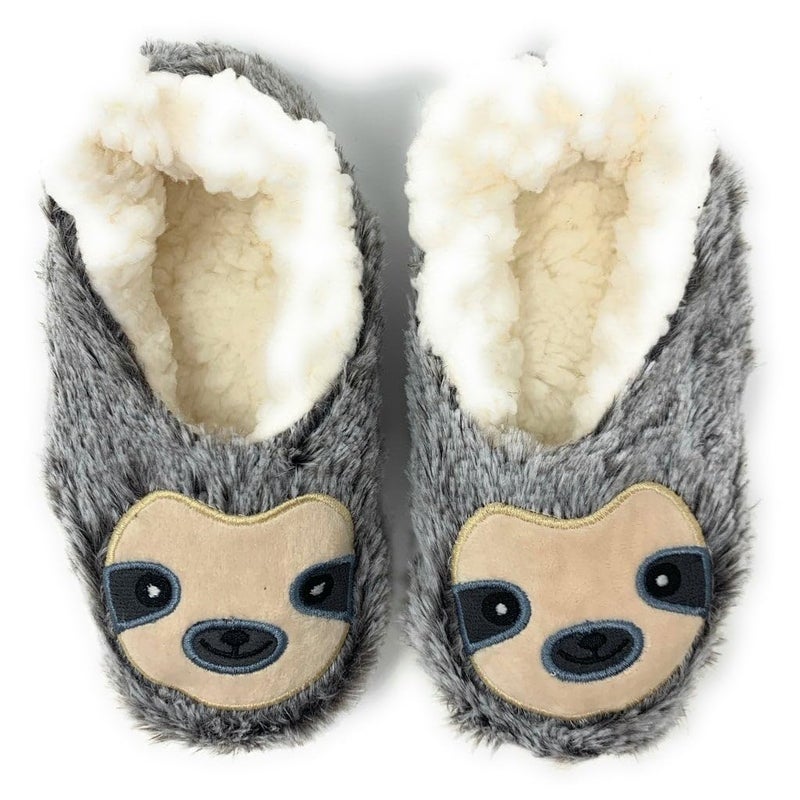 ooohyeah Women's Cozy Slippers, Sherpa Socks Funny Fluffy Fuzzy Animal Comfy Soft House Slippers (S, Sloth Steps)